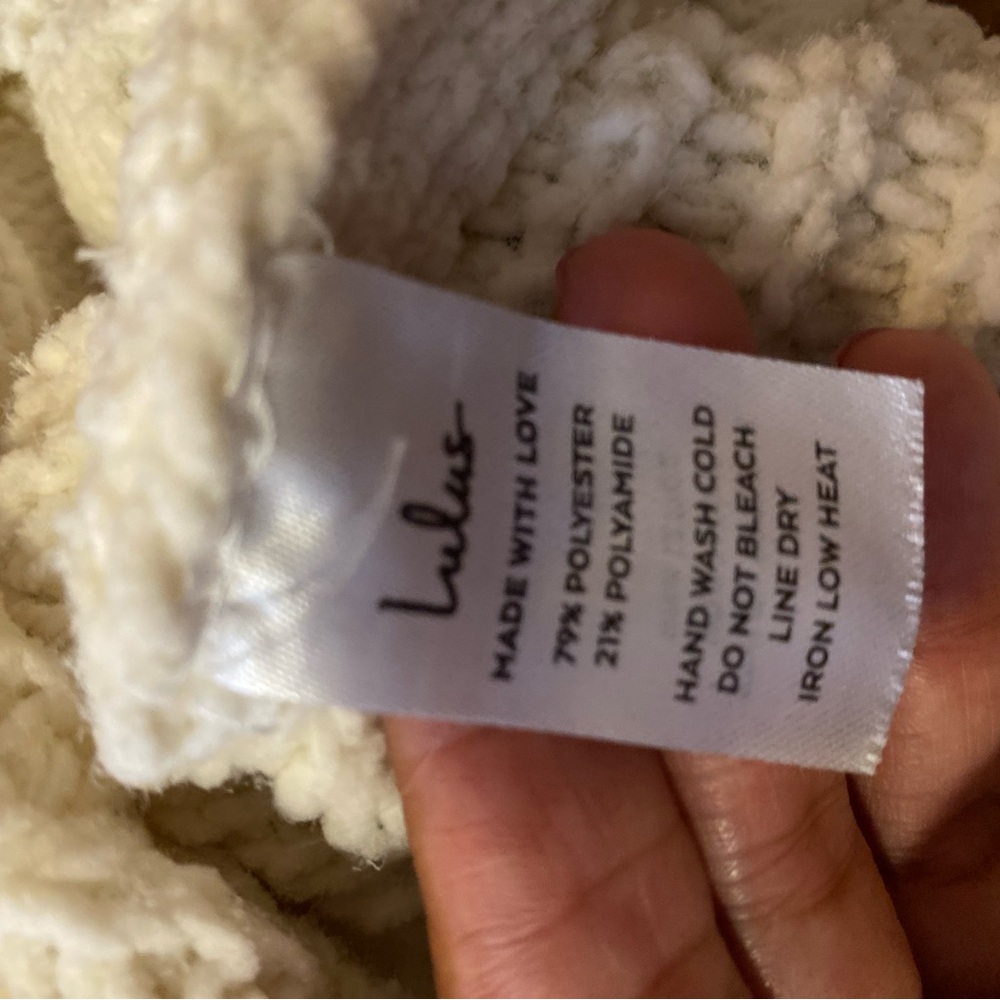 Lulus Patchwork it Cream Cable Knit Cutout Sweater mini Dress size small - Picture 10 of 13